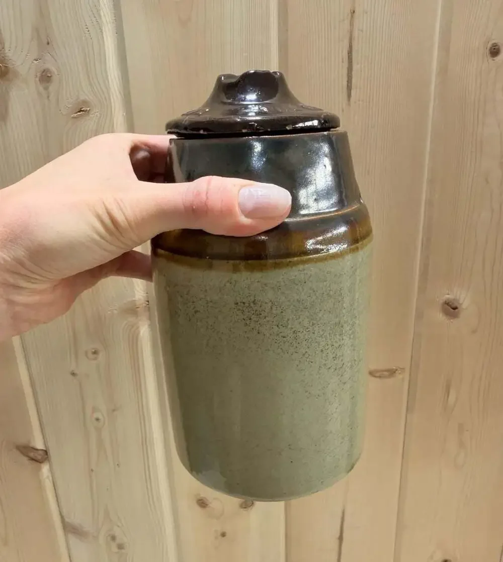 Antique The Weir Stoneware Canning Jar & Lid March 1892 Collectible Canister